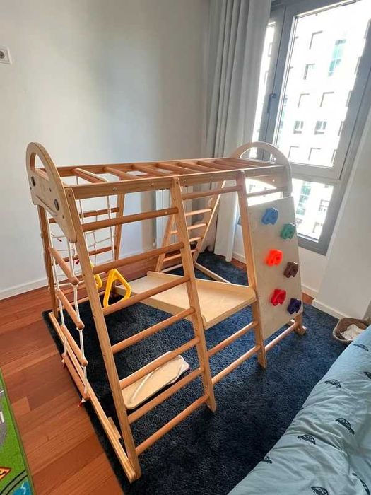 Multifuncional Escalada Madeira Compensada e Pinho, 7 em 1