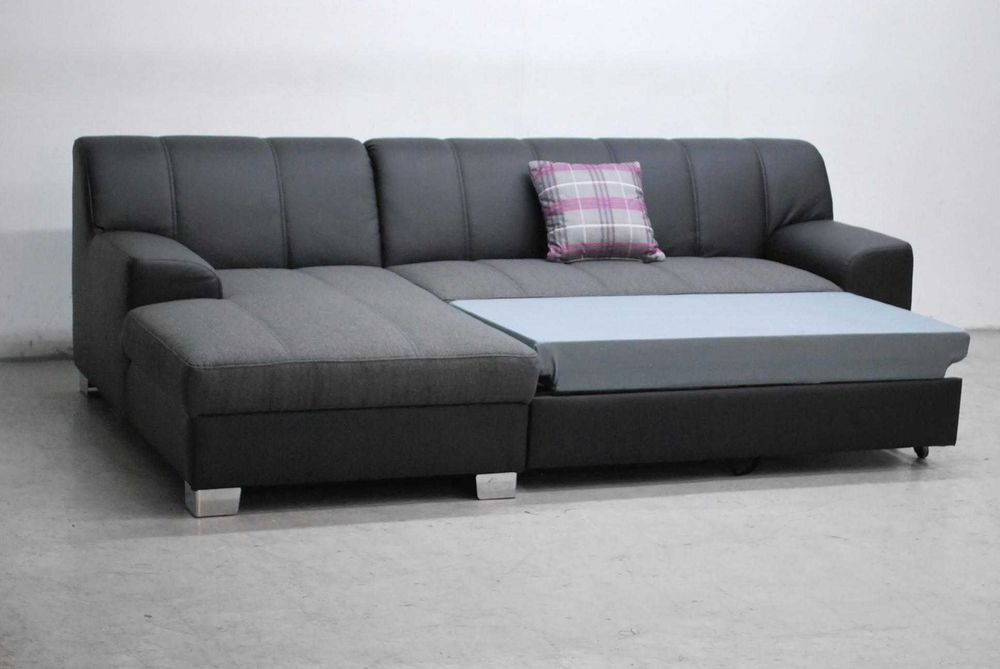 RCŁ Nowy narożnik funkcja spania rogówka, KANAP czarna eko skóra sofa