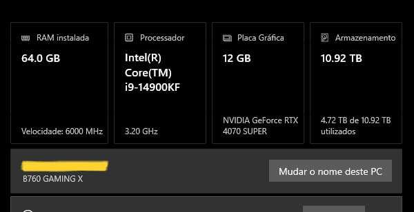 I9-14900 | 5070 Super | 64Gb RAM | 1Tb NVMe | C/Garantia 2027