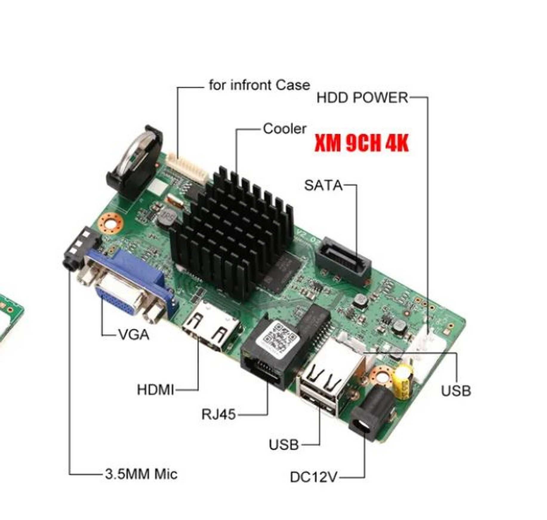 Плата IP видеорегистратора NVR XMEye  H265+ на 9 и 10 каналов 5Mpix