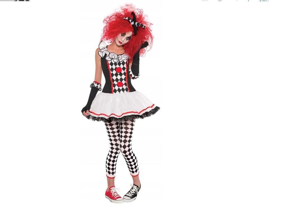 Kostium Strój przebranie Harlequin, sukienka, opaska,  L