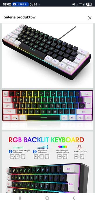 Snpurdiri PRZEWODOWA KLAWIATURA k68 membranowa podświetlenie RGB