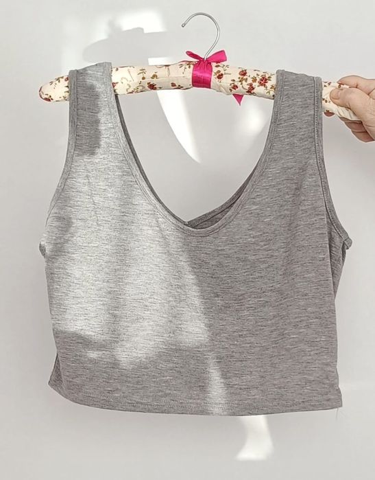 Missguided. Szary bawełniany crop top bawełniany 36 38 oversize S M