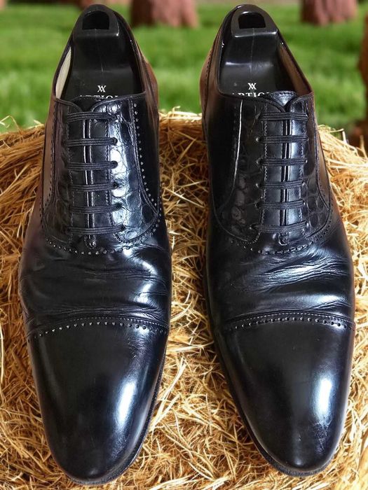 Artioli итальянские туфли мужские со вставками из кожи крокодила