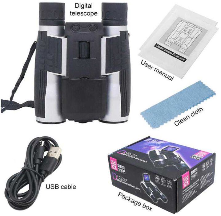 Цифровой бинокль 12x32, фото-видео, ЖК-экран 2,0 дюйма