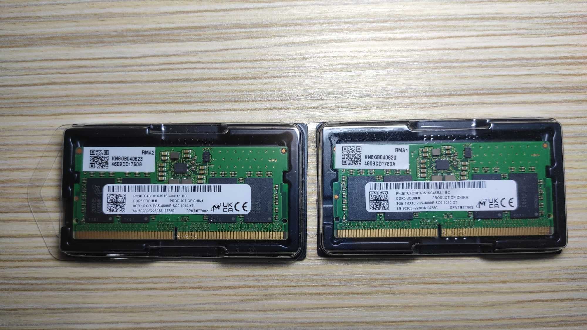 ОЗУ RAM Micron DDR5 2x8Gb so-dimm 4800MGz, для ноутбука