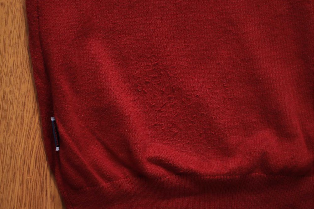 Sweter Sebago r. M czerwony męski okrągły dekolt bawełna kaszmir