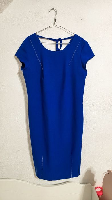 Elegancka chabrowa sukienka na wesele koktajlowa MIDI butik