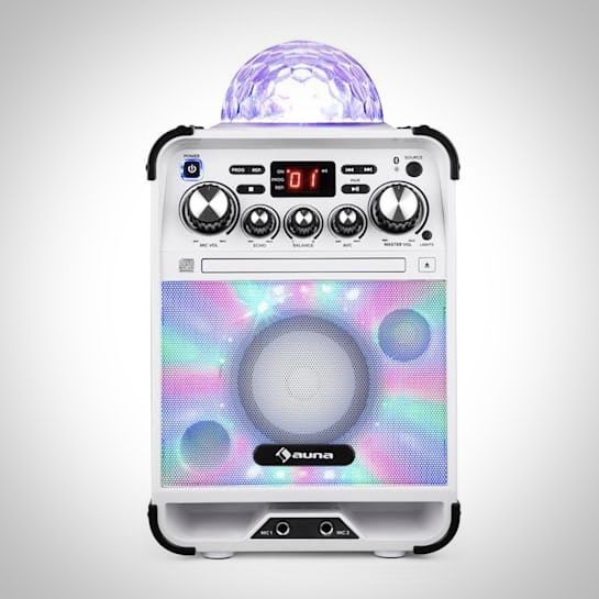 Karaoke z kulą świetlną odtwarzacz CD Bluetooth USB, LED