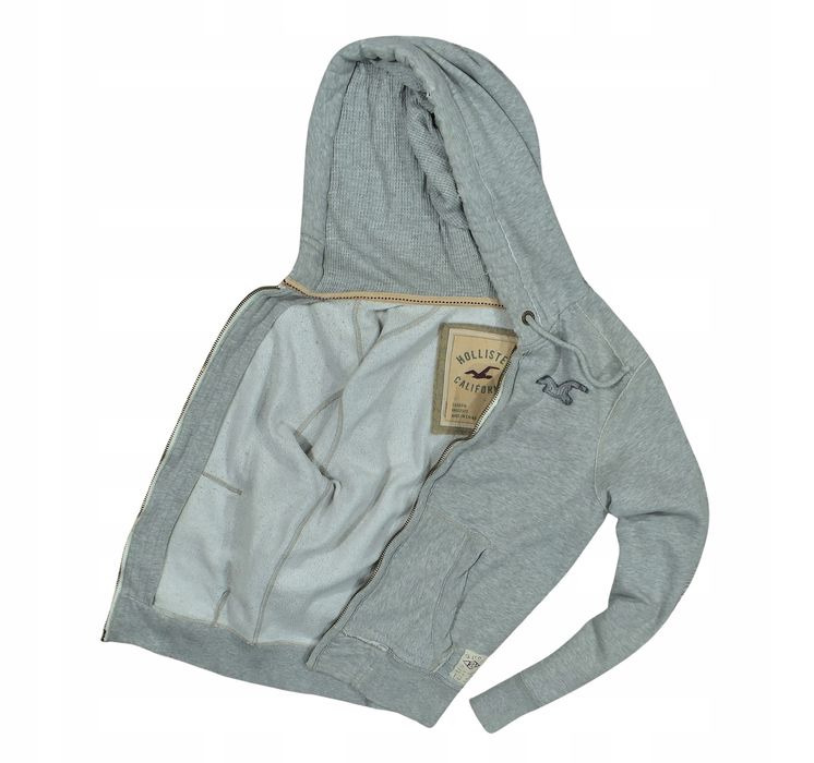 Hollister Szara Rozpinana Bluza Z Kapturem Męska S