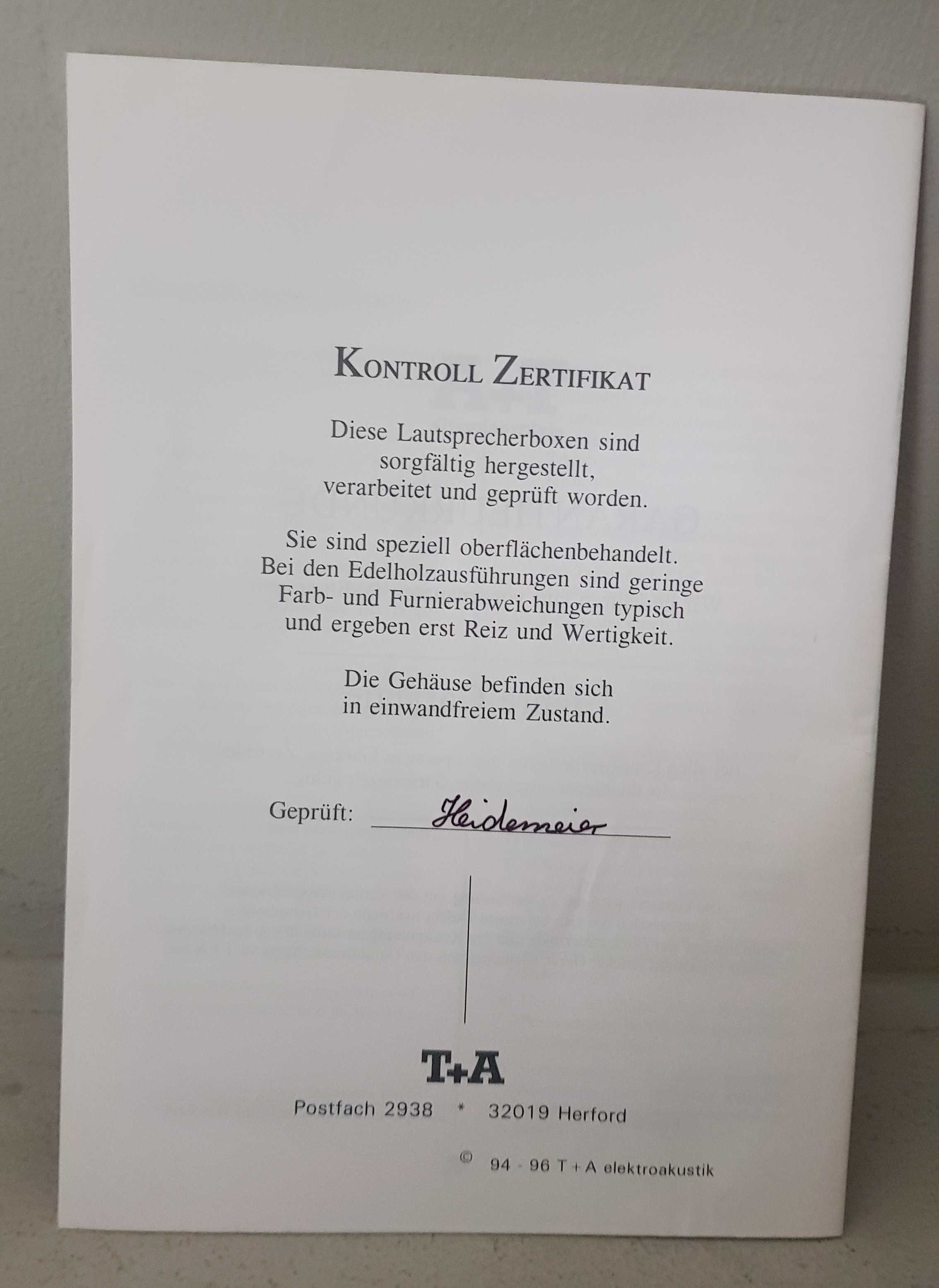 Kolumny T+A  Criterion TB 160  Linia transmisyjna .