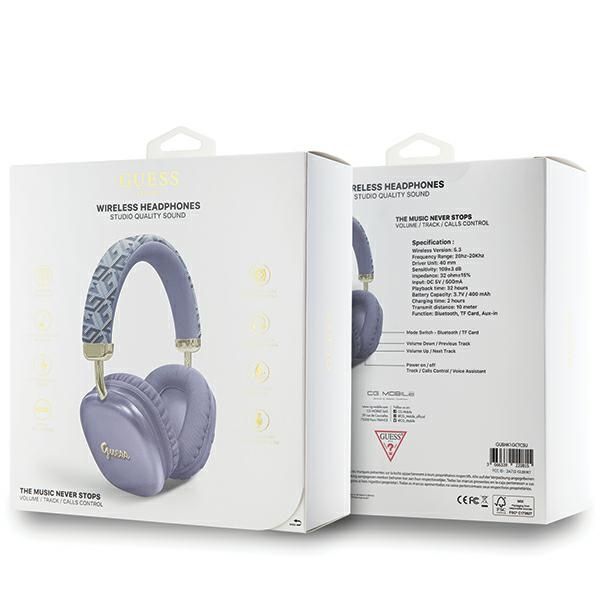 Guess Słuchawki Nauszne Bluetooth Gubhk1Gctcsu Fioletowy/Purple Gcube