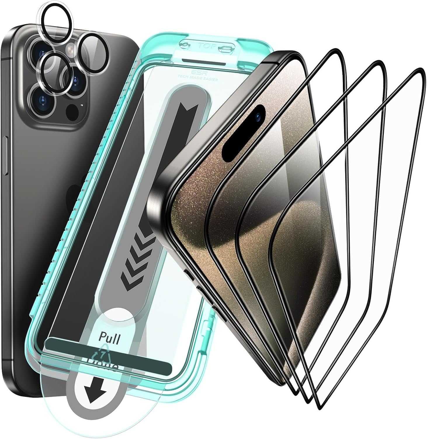 ESR armorite 3x szkło LCD 1x szkło aparat iPhone 15 PRO MAX aplikator