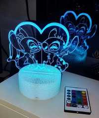 Lampka nocna LED Stitch 3d Różne kolory na prezent Nowa Lilo + Pilot