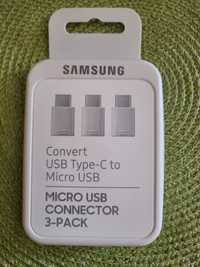 Samsung adapter micro USB na USB-C, oryginalny, 3 szt. Nowy