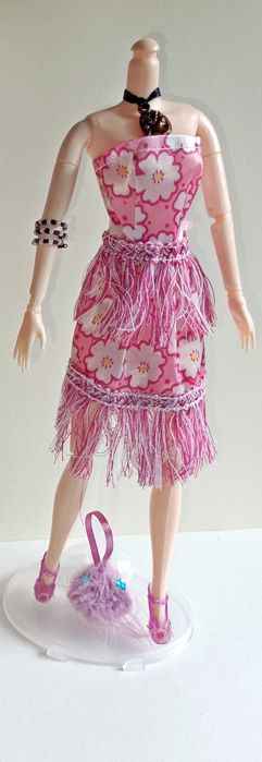 Conjunto de vestido sapatos e mala para Barbie