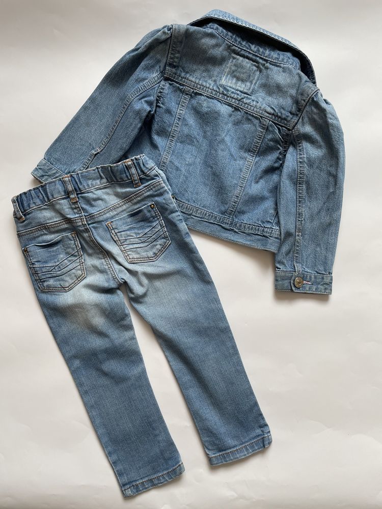Kurtka jeansowa Cherokee 98 i spodnie Zara 94