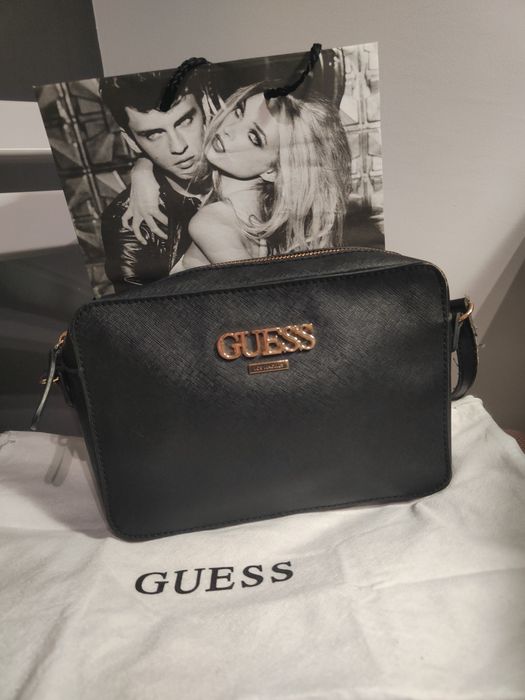 Torebka listonoszka Guess czarna logo oryginał