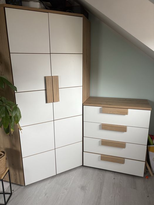 Szafa narozna lewa prawa komoda biala dab artisan Arkina forte