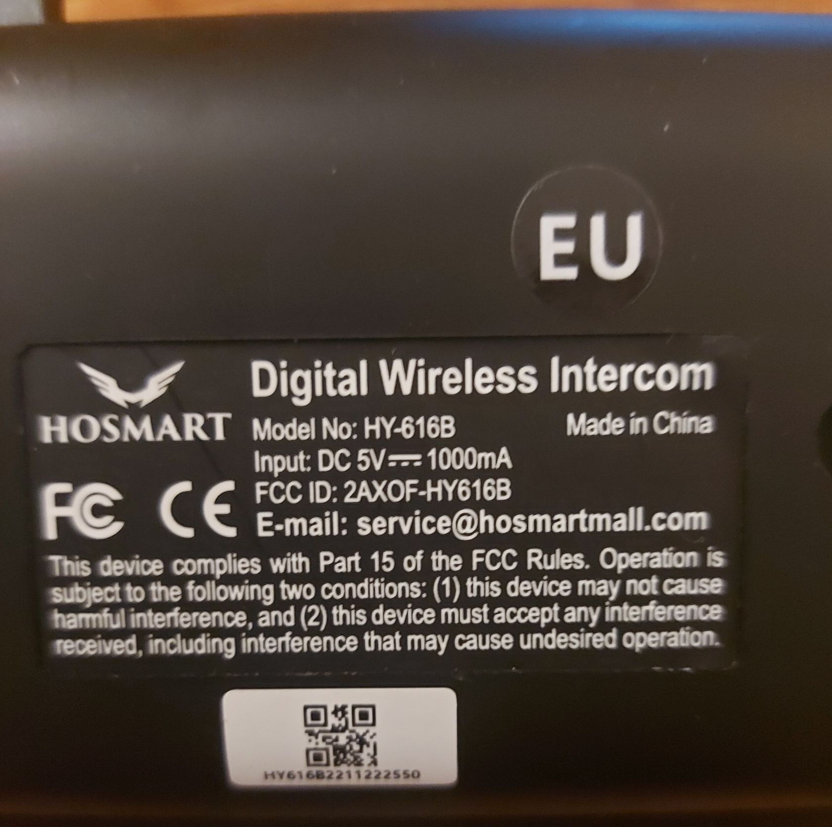 HOSMART HY616B bezprzewodowy interkom
