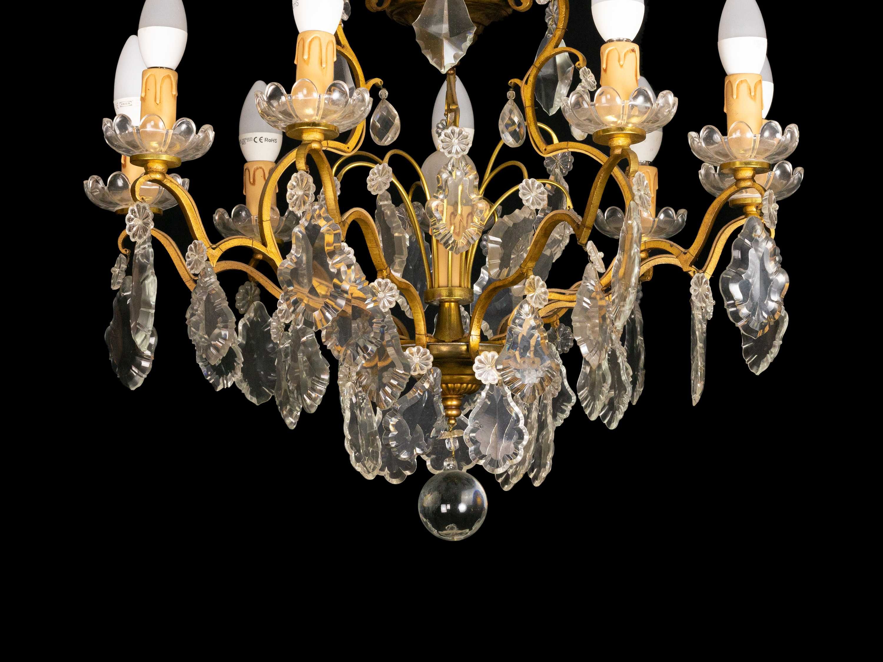Candeeiro bronze cristal nove braços século XIX | Luís XV