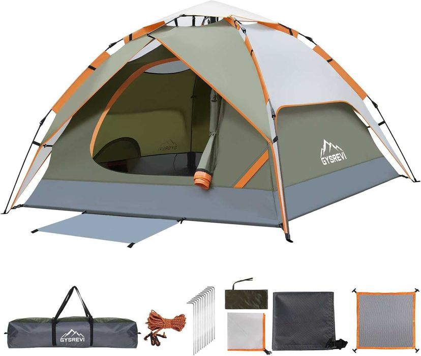 Namiot kopułowy, 3-osobowy, rozkładany, wodoodporny, dwuwarstwowy O152