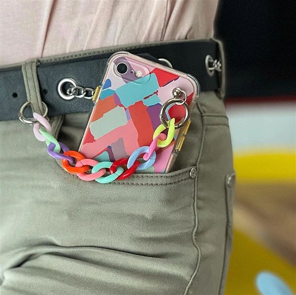 Color Chain Case żelowe elastyczne etui z łańcuchem łańcuszkiem zawies