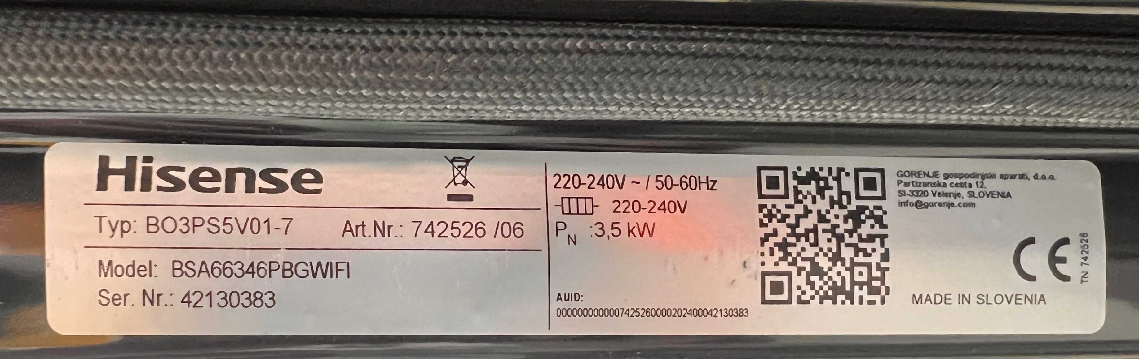 Outlet Agd: Piekarnik Hisense BSA66346PBGWIFI Warszawa