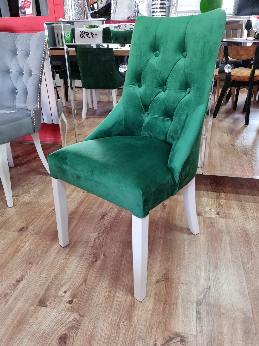 Krzesło zielone pikowane Glamour