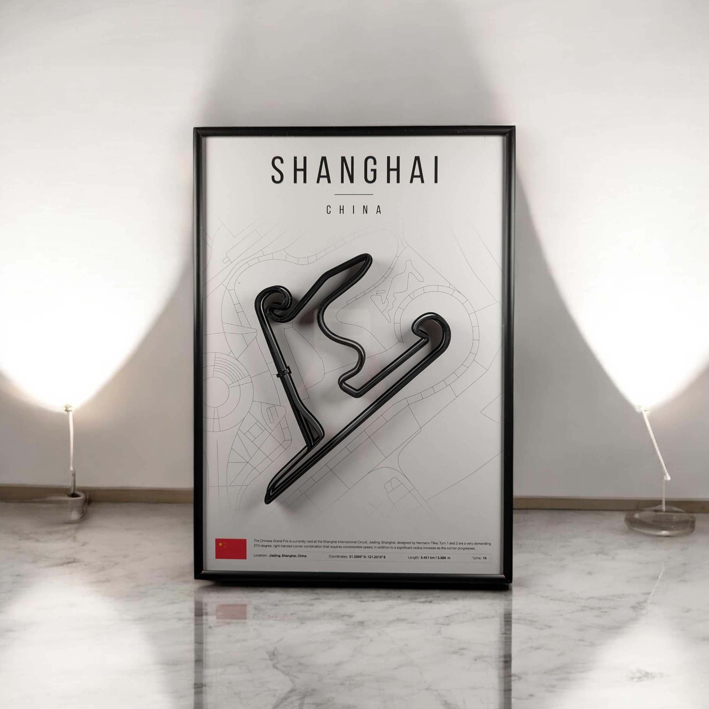 Металева Рамка 30x21см з 3D Трасою SHANGHAI Circuit / Шанхай