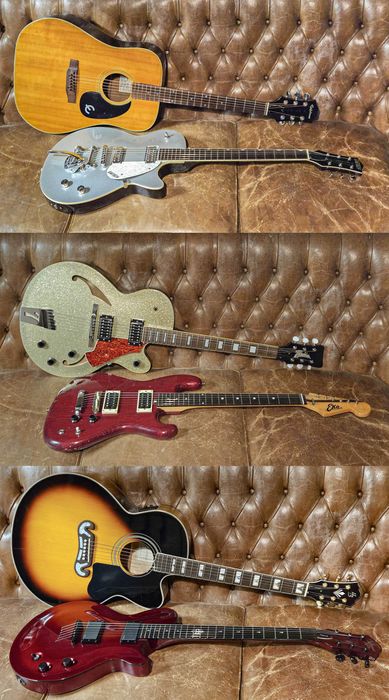 Lote de 6 guitarras Epiphone Michael Kelly Eko Gretsch Italia