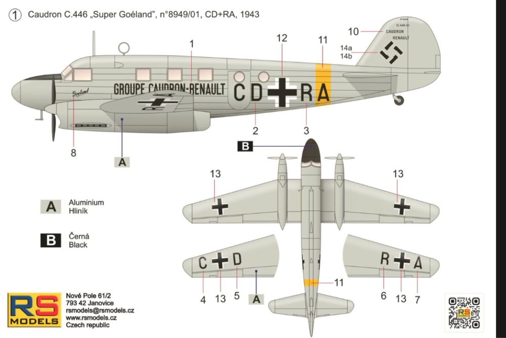RS MODELS 92299 samolot CAUDRON C.446 "SUPER GOELAND" model 1/72