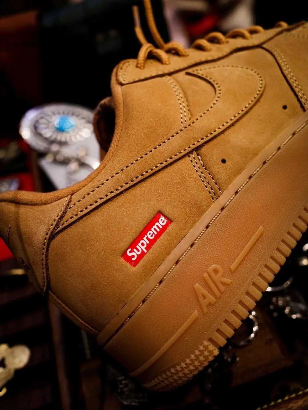Nowe\Autentyzm*airDamskieNikeForce1Supreme Brązowy UnisexTrampki 37.5