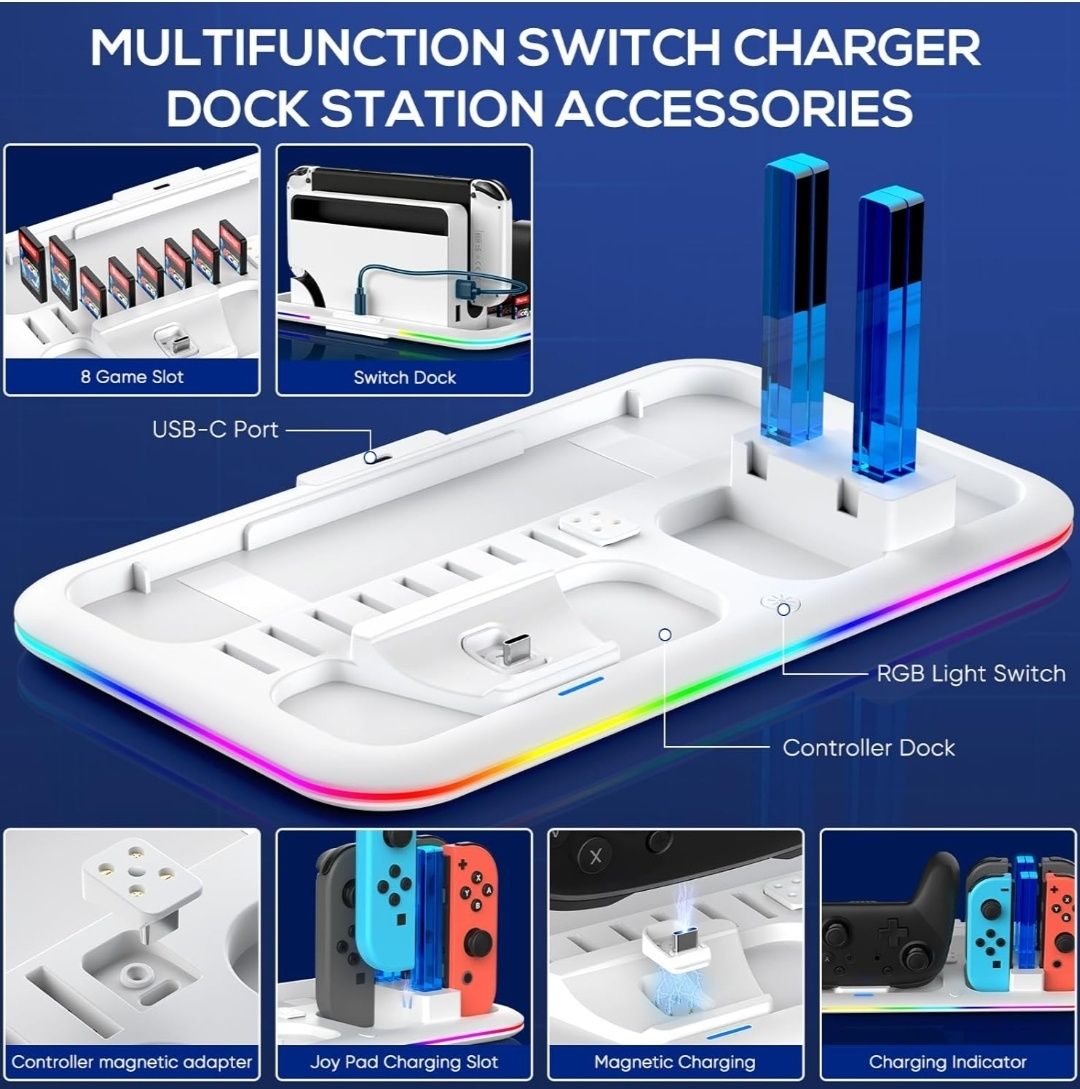 Док-станція зарядного пристрою RGB для моделі Nintendo Switch і OLED J