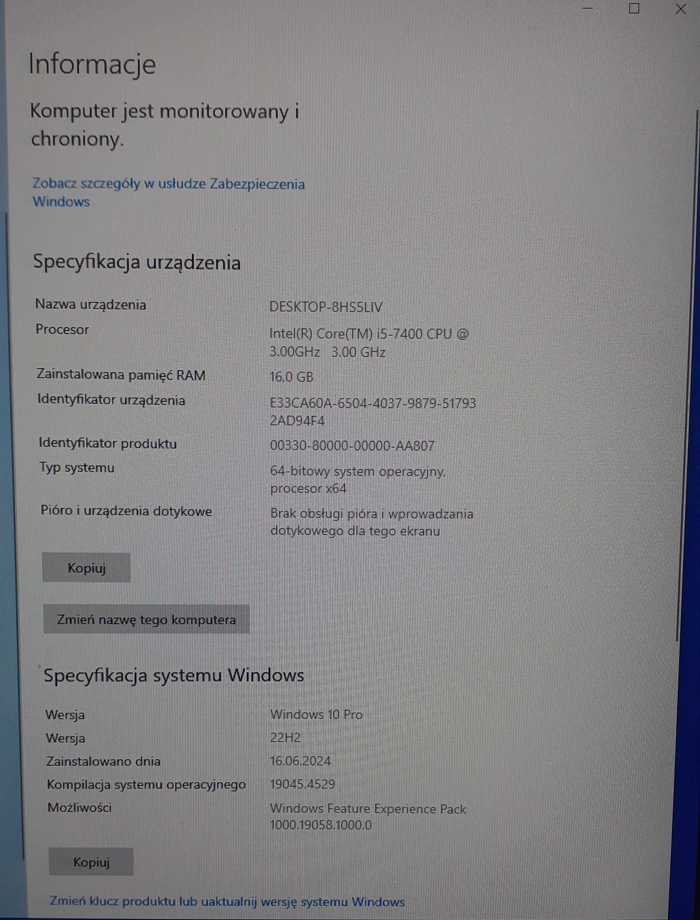 Komputer I5/16GB ram/SDD + HDD - do gier - podświetlany