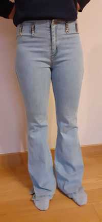 Spodnie rozm.L dzwony jeans suwak,vintage