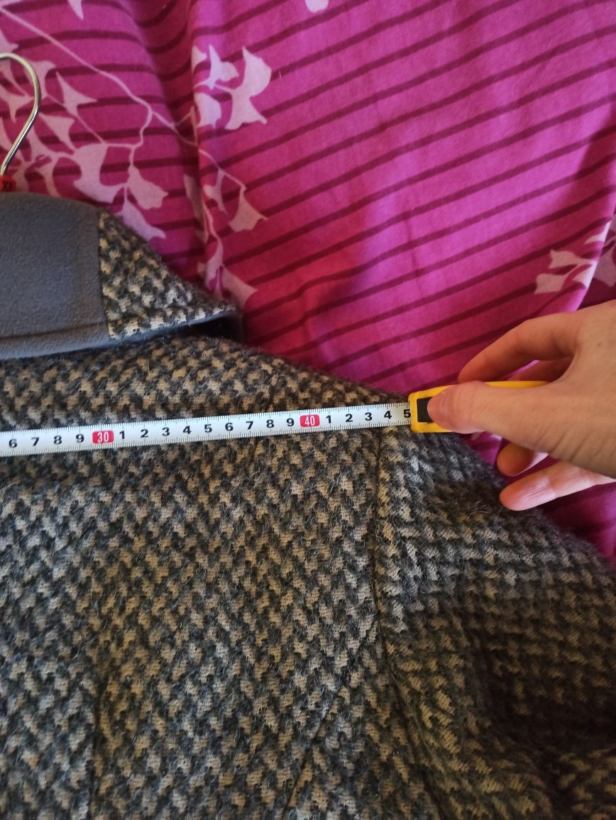 Płaszcz wełniany wełna pepitka XXL xl