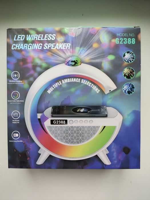 Нічник, блютуз колонка, безпровідна зарядка