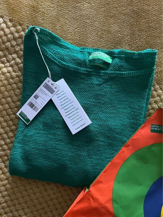 United Colors of Benetton Camisola verde em linho e algodão