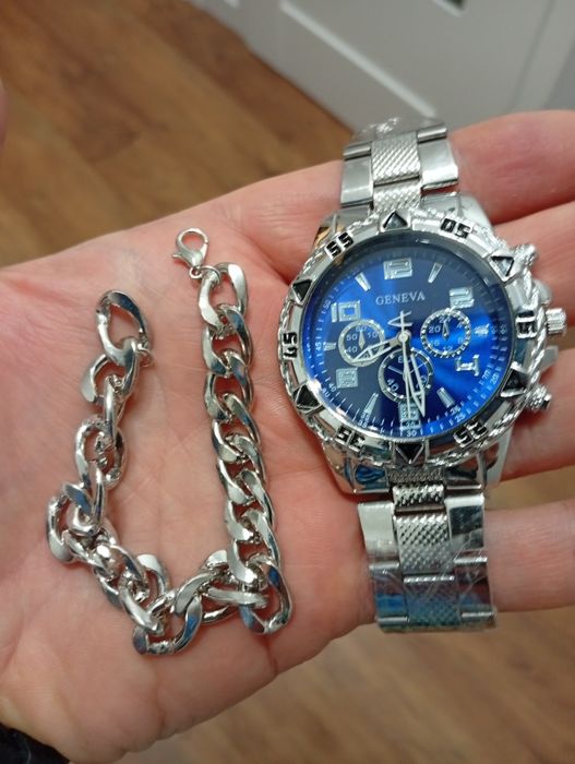 Rewelacyjny zegarek męski marki GENEVA+bransoleta!
