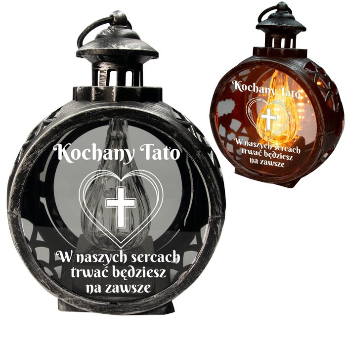 Znicz DLA TATY latarenka okragła na grób led statuetka