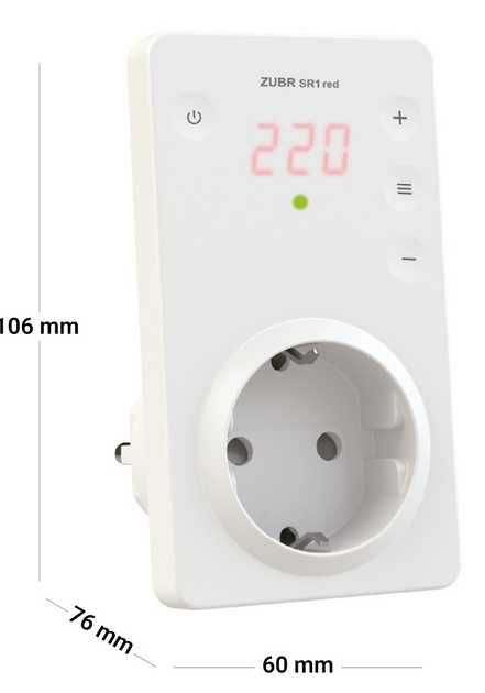 Реле напруги 1ф в розетку 16А SR1 red  ZUBR