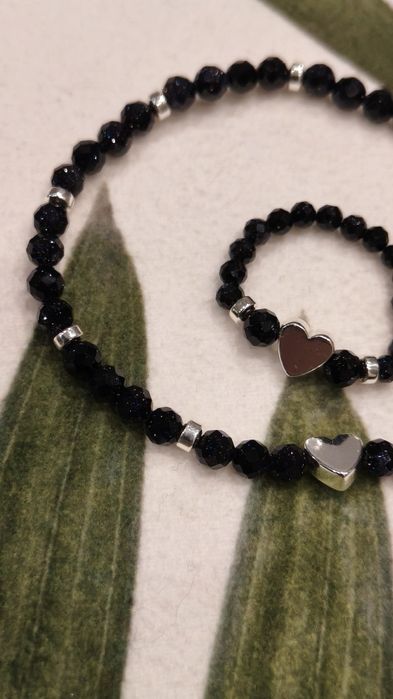 Zestaw bransoletka i pierścionek z naturalnych kamieni Piaskowiec