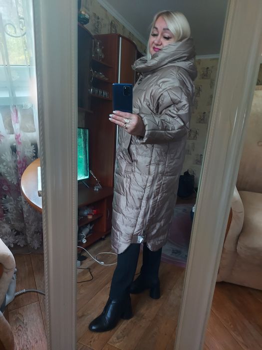 Батал! Sassofono Eze длинный пуховик ,капучино.Премиальная серия!50-58