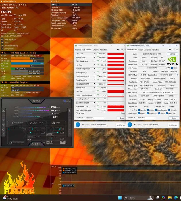 Видеокарта Palit GeForce RTX 4090 GameRock 1 шт. USED!