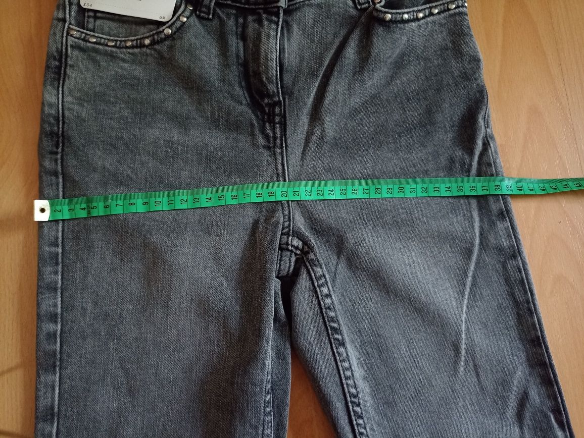 Szare jeansy spodnie jeansowe NEXT jeans Petite Slim High Rise rozmiar