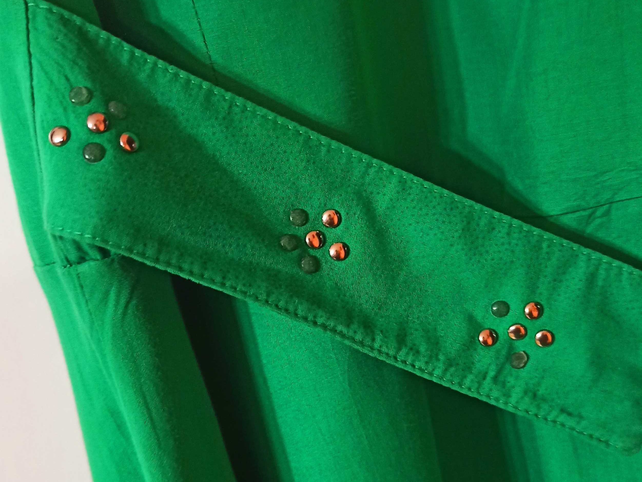 Bawełniana zielona rozkloszowana sukienka Dees vintage