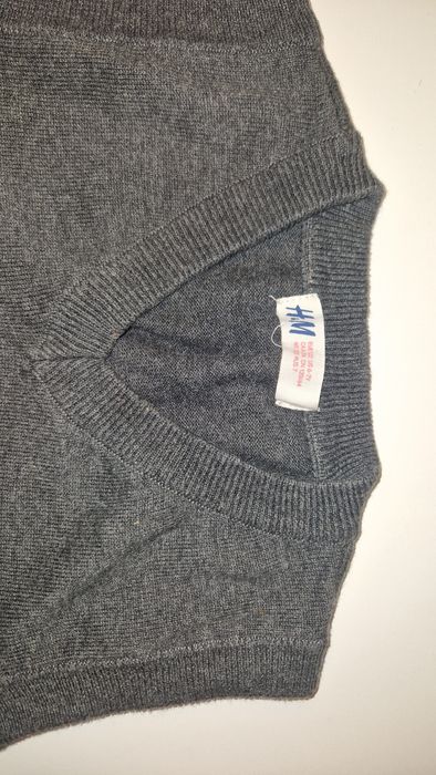 H&M grafitowa sweterkowa kamizelka V bezrękawnik bawełna 100%