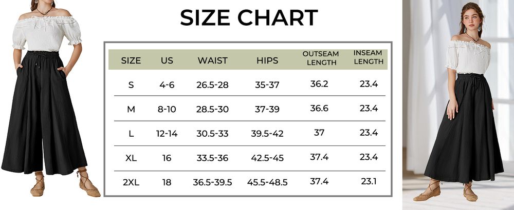 Scarlet Darkness Damskie Spodnie z Szerokimi Nogawkami Wysoki Stan XL