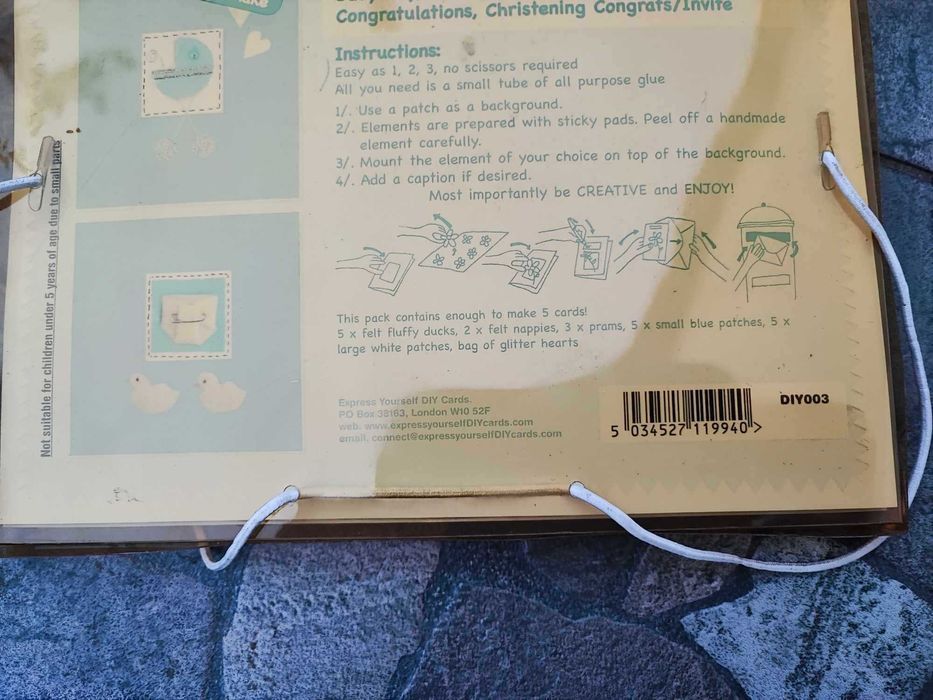Zestaw ręcznie robionych kartek i ozdób,vintage lat 70 Baby Boy